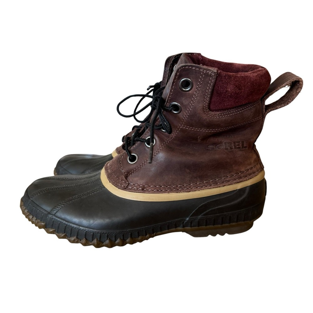 Sorel Cheyanne II Brown Leather Lace up Waterproof Duck Boot Mens Size 9